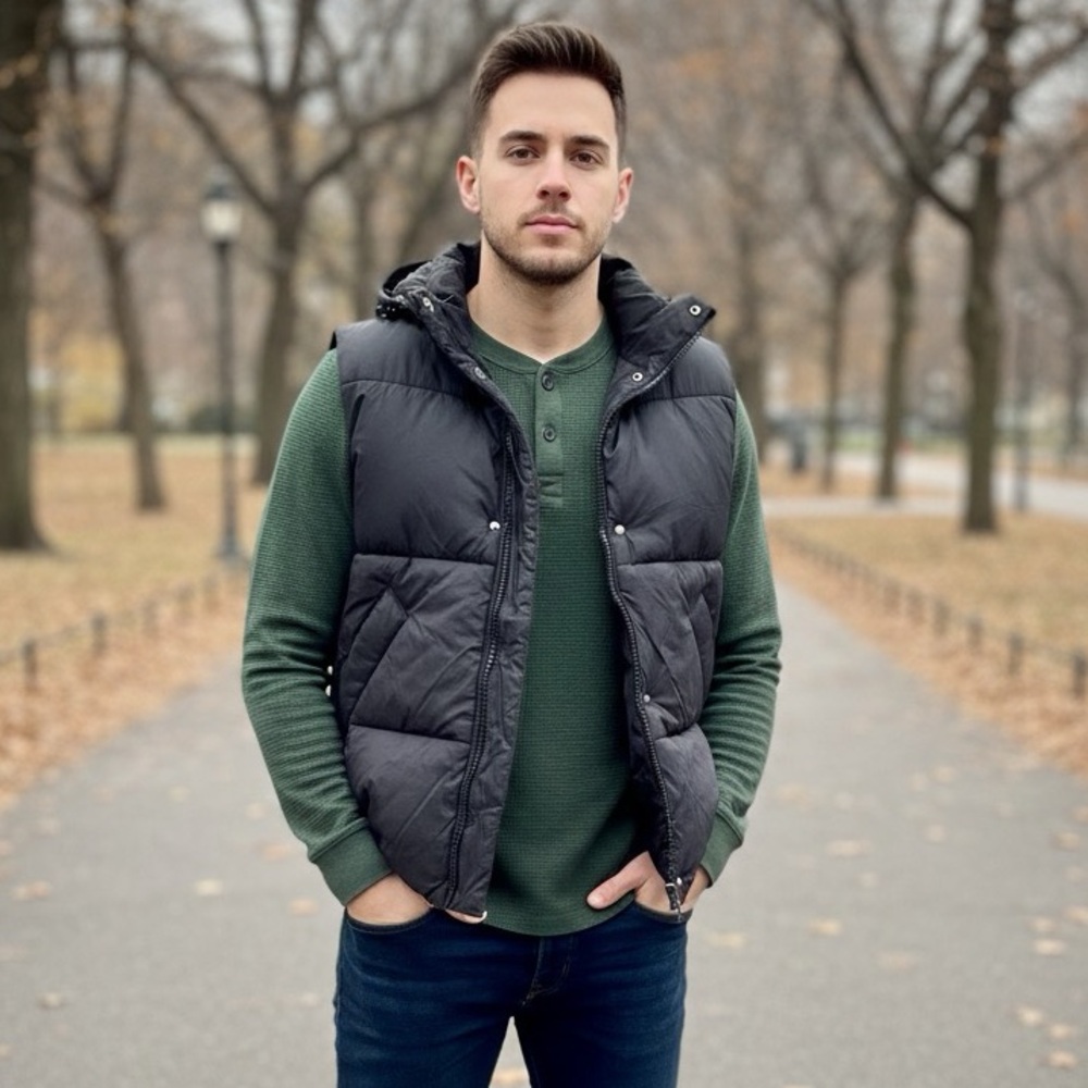 Abercrombie & Fitch Black Puffer Vest